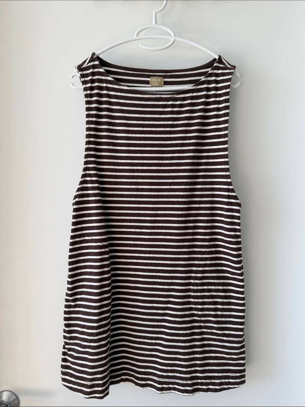 Free People free-est Hendrix Striped Boatneck Mini Dress - Brown/White